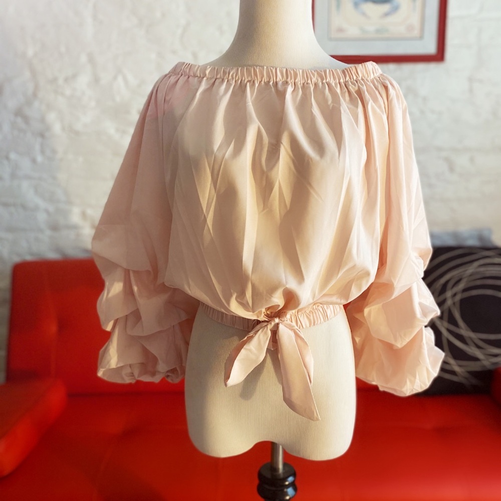 Pink off the shoulder cropped blouse